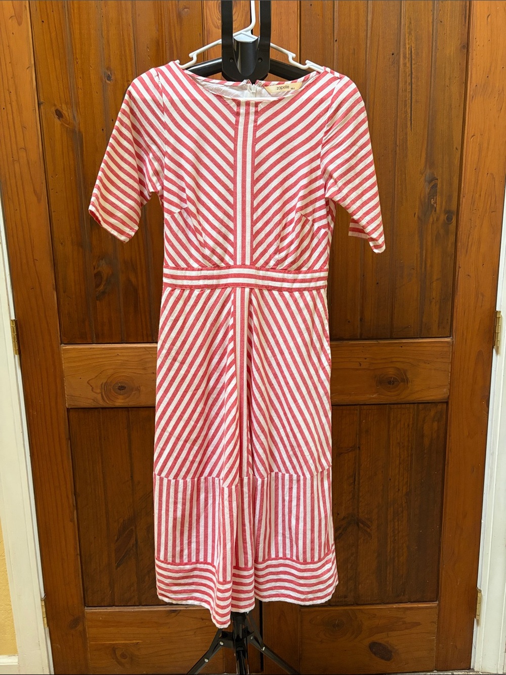 Zapelle red & White Striped Midi Dress size xs-2